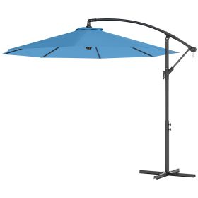 10' Cantilever Tilt Offset Patio Umbrella w/ UV & Water Safe Material & Cross Base (Weight Not Included), Blue