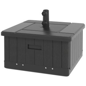 3-in-1 Outdoor Umbrella Base with Wheels and Handles, End Table, Flower Box Planter with Hole, 175 lbs. Capacity, Black