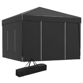9.7' x 9.7' Pop Up Canopy with Sidewalls, Portable Canopy Tent with 2 Mesh Windows, Reflective Strips, Carry Bag, Black