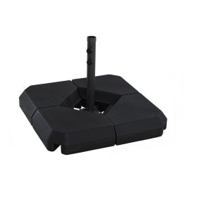 Umbrella Stand Fitting 2" Poles and Steel Base with 4 Fillable Plastic Weights, 4 Gal. Capacity Each - Black