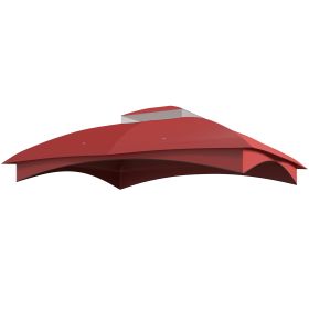 10' x 12' 2-Tier Gazebo Cover, Patio Gazebo Canopy Replacement with Drainage Holes for 84C-210 Series, Wine Red