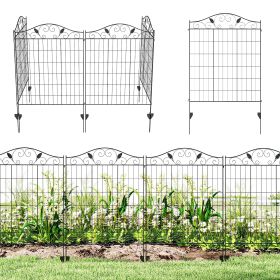Garden Fence, 4 Pack, 44 in(H) x 12 ft(L) Folding Garden Fence Border, No Dig Ground Stake Metal Fence Panels for Outdoor Patio Yard Landscape