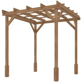 6.6' x 6.6' Wood Pergola, Outdoor Gazebo Grape Trellis with Stable Structure for Climbing Plant Support, Dark Brown