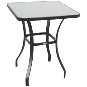 27" Square Bistro Table Garden Dining Table Outdoor Tempered Glass Table
