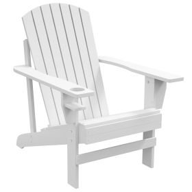Oversized Adirondack Chair, Outdoor Fire Pit and Porch Seating, Classic Log Lounge w/ Built-in Cupholder, White