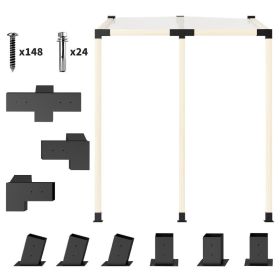 Pergola Kit, 15° Slanted Pergola Brackets w/ 4-Way/3-Way Brackets, Post Bases, Wall Mounts for 3.6" X 3.6" Lumber, Black (Option: Black-500x500x450 mm)