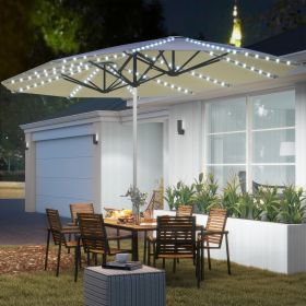 Double-Sided Outdoor Umbrella with Solar Lights (Option: Cream White-1640x455x165 mm)