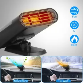 24V Car Truck Heater -200W Fast Heating & Fan Mode, 360° Adjustable, 2 In 1 Defroster Defogger Demister Windshield Heater Defog Defrost For Van B (Option: defaulttitle)