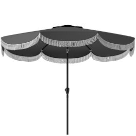 9FT Patio Umbrella, UPF 30+ Outdoor Market Umbrella with Crank, 8 Ribs, Push Button Tilt, Vented Patio Table Umbrella for Deck Backyard Lawn, Ch (Option: Charcoal Gray-1450x150x150 mm)