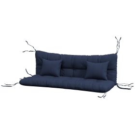 59" Tufted Bench Cushions & Throw Pillows, Replacement Bench Seat Pad, Back & 2 Pillows for Outdoor Furniture, Navy Blue (Option: Blue-640x290x290 mm)