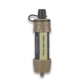 Mini Portable Filter With Water Purifier Straw (Color: ArmyGreen)