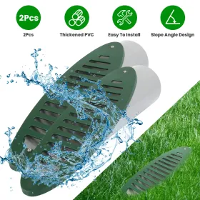 1Pcs/2Pcs 4Inch Green Angled Yard Drainage Pipe With Sloped Grate Yard Drain Emitter For Sump Pump Discharge Downspout Extensions Inlet Outlet Ya (Option: Green-2Pcs)