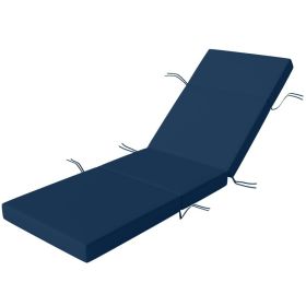 Chaise Lounge Cushion, 4" Thick Outdoor Lounge Chair Cushions with Ties for Patio, 26" x 80 ", Navy Blue (Option: Blue-510x440x160 mm)