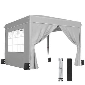 10 x 10 ft Pop Up Canopy Tent with Sidewalls, UPF50+ Outdoor Portable Instant Canopy Shelter with Carry Bag, Light Gray (Option: Light Gray-1190x250x245 mm)