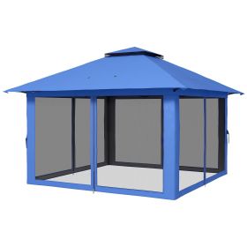 13' x 13' Pop Up Gazebo Instant Canopy Tent Shelter with 2-Tier Roof, Carry Bag, Wight Bags for Outdoor, Garden, Blue (Option: Blue-1400x280x280 mm)