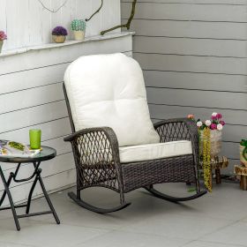 Porch Rocker w/ Plush Cushion (Option: Cream White-890x630x290 mm)