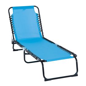 Foldable Chaise Lounge, 4-Position Reclining Back, Trifold Portable design and Breathable Mesh for Poolside,Camping, Hiking - Light Blue (Option: Light Blue-750x150x610 mm)