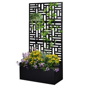 [Same Code: 96402386, 14765806]Metal Garden Bed With Trellis, 70 Inch Height Metal Planter Box With Trellis, Garden Box For Climbing Plants Veget (Option: defaulttitle)