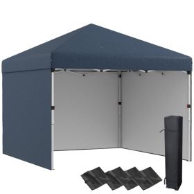 10' x 10' Pop Up Canopy with Sidewalls, Weight Bags and Carry Bag, Height Adjustable Tent for Parties, Navy (Option: Navy Blue-1180x215x260 mm)