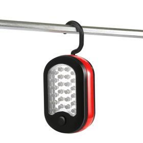 Compact Work Light 27LEDs Hang Lights Portable Magnetic Flashlight with Hook for Camping Hiking Emergency (Option: Black Red)