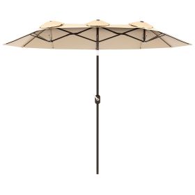 Double Sided Patio Umbrella, 9.7' Large Outdoor Market Umbrella with Push Button Tilt and Crank, 3 Air Vents and 12 Ribs, for Garden, Deck, Pool (Option: Brown-1180x390x140 mm)