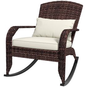 Adirondack Chair, Outdoor Wicker Rocking Chair with High Back, Seat Cushion, and Pillow for Porch, Balcony, Cream White (Option: Cream White-920x590x220 mm)