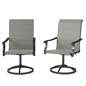 Patio Swivel Chairs Set of 2, High Back Patio Dining Chairs with All-Weather Mesh for Backyard, Lawn, Garden, Gray (Option: Gray-750x620x445 mm)