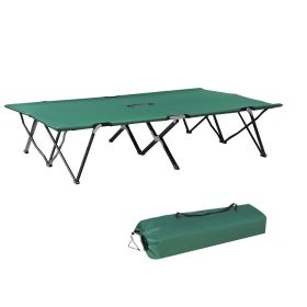 2 Person Folding Camping Cot for Adults, 50" Extra Wide Outdoor Portable Sleeping Cot with Carry Bag, Elevated Camping Bed, Beach Hiking, Green (Option: Green-1000x170x260 mm)