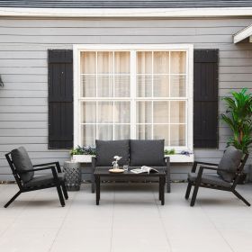 4 Piece Patio Furniture Set (Option: Black-1330x650x580 mm)