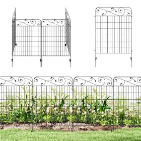 Garden Fence, 4 Pack Steel Fence Panels, 11.5' L x 43" H, Rust-Resistant Decorative Border Flower Edging for Yard, Landscape, Patio, Outdoor Dec (Option: Black-1200x930x70 mm)