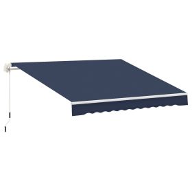 10' x 8' Retractable Awning, Patio Awnings, Sunshade Shelter w/ Manual Crank Handle, UV & Water-Resistant Fabric and Aluminum Frame for Deck, Ba (Option: Blue-1580x280x190 mm)