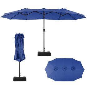 15ft Large Patio Umbrella With Base Included, Rectangle Table Umbrella Outdoor Patio, Outside Umbrellas For Deck, Market, Backyard (Option: Blue)