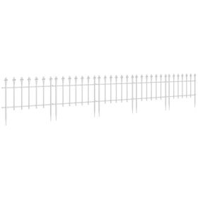 Metal Decorative Garden Fence, 9.2' x 17.25" 5 Steel Panels, Decorative Border for Landscape, Flower Bed, Animals, White (Option: White-600x490x140 mm)