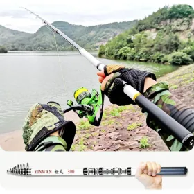 Spinning Rod Rock Fishing Carbon Fiber Mini Telescopic Portable 1.8M (Option: defaulttitle)