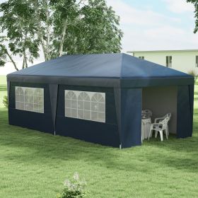 10' x 19.5' Pop Up Canopy Tent Height Adjustable Event Shelter w/ Sidewalls (Option: Dark Blue-1210x370x250 mm)
