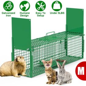 Live Animal Cage Trap For Animals Under Easy To Setup Humane Galvanized Iron Trap Cage For Raccoons Armadillos Groundhogs Muskrats Opossums Skunk (Option: MGreen)