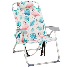 63x70x99cm Heightened Oxford Cloth Silver White Aluminum Tube Bearing Beach Chair Flamingo (Option: 31406816)