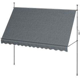 11.5' x 4' Manual Retractable Awning, Non-Screw Patio Awning, UV Resistant for Window or Door, Dark Gray (Option: Dark Gray-1320x150x150 mm)