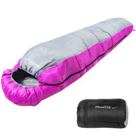 1Pc Mummy Sleeping Bag Camping Sleeping Bags For Adults Outdoor Soft Thick Water-Resistant Moisture-proof Sleep Bag Suitable For Spring Autumn Wi (Option: Pink)