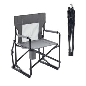 Outdoor Folding Chair, Portable Camping Lawn Chair, With Mesh Backrest, Waterproof Armrests And Sturdy Frame (Option: Grey)