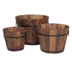 Outdoor Reinforced And Anticorrosive Wooden Pot Set Of Three(SAME AS 41101629) (Option: defaulttitle)