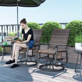 Swivel Patio Glider Chair Set of 2 (Option: Brown-600x600x440 mm)