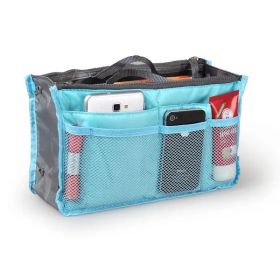 Women Lady Travel Insert Handbag Organiser Makeup Bags Toiletry Purse Liner W Hand Strap (Option: Blue)