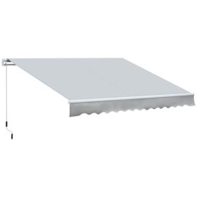 12' x 8' Retractable Awning Patio Awnings Sun Shade Shelter with Manual Crank Handle, 280g/m² UV & Water-Resistant Fabric and Aluminum Frame for (Option: Grey-1900x280x190 mm)