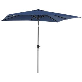 9' x 7' Solar Umbrella, LED Lighted Patio Umbrella for Table or Base with Tilt & Crank, Outdoor Umbrella for Garden, Deck, Backyard, Pool, Beach (Option: Dark Blue-1840x155x160 mm)