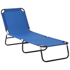 Folding Chaise Lounge Pool Chairs, Outdoor Sun Tanning Chairs with 5-Level Reclining Back, Steel Frame for Beach, Yard, Patio, Blue (Option: Blue-715x135x580 mm)
