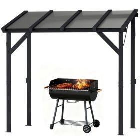 Hardtop Grill Gazebo, Lean-to BBQ Shelter with Polycarbonate Roof for Outdoor, Patio, Lawn (Option: Dark Gray-1620x670x100 mm)