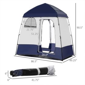 Two Room Pop Up Shower Tent with Shower Bag, Floor and Carry Bag, Blue (Option: Blue Light Gray)